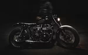 Wallpapers custom motorcycle Iron Pirate Garage Brat Vintage Race Triumph Bonneville t100 2015